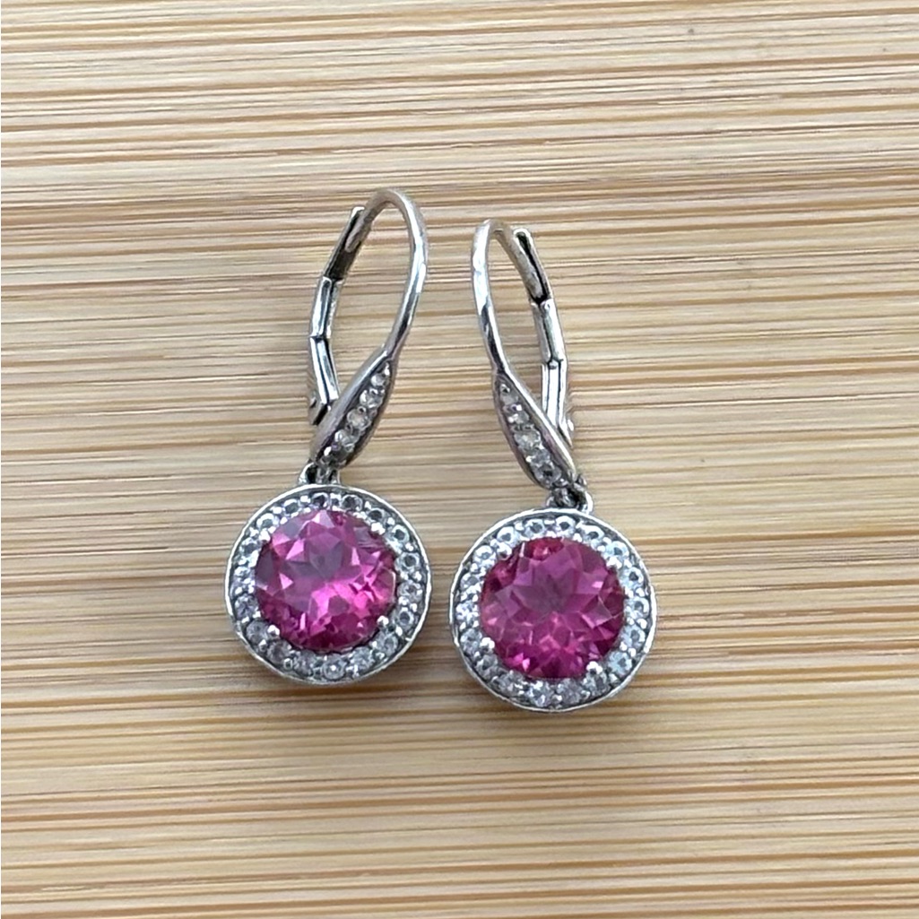 Pink Topaz Sterling Silver Earrings